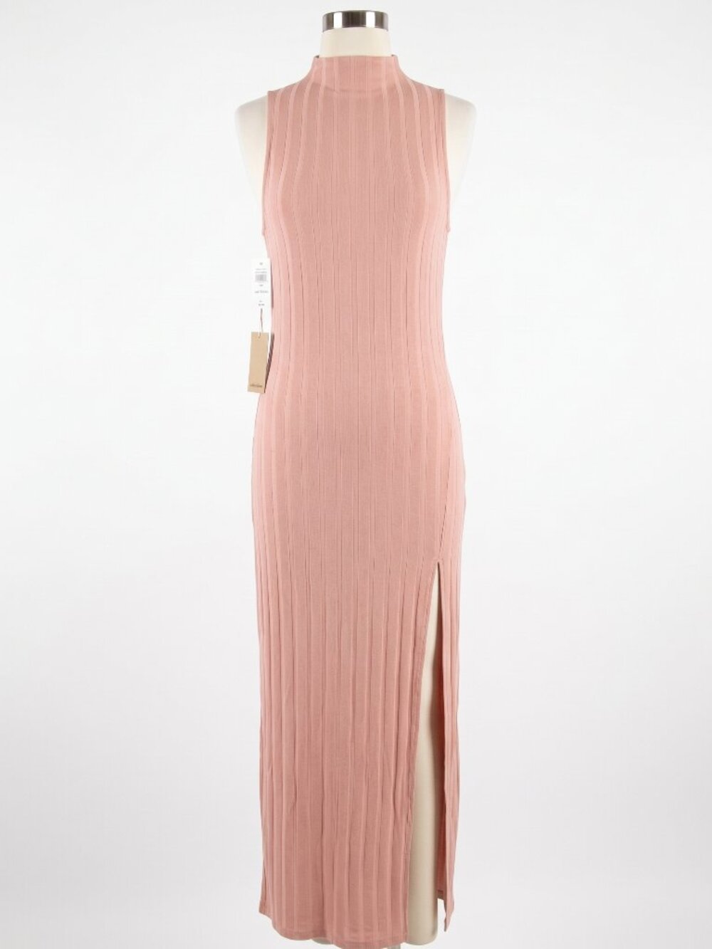 NWT Aritzia Wilfred Free Ribbed Mock Neck Sleeveless Maxi Dress Blush Pink Small